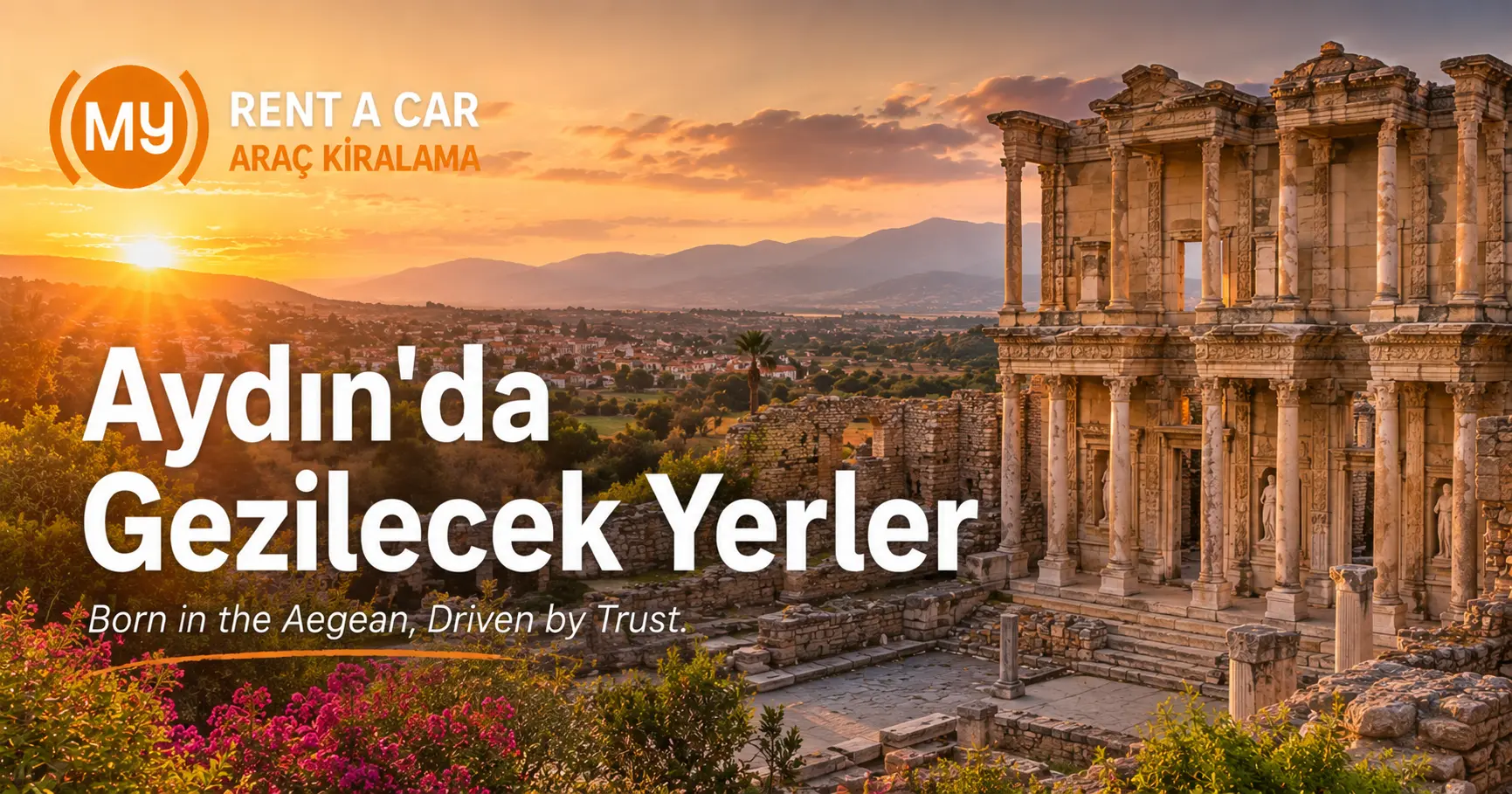 Aydın'da gezilecek yerler, Kuşadası, Didim, Afrodisias Antik Kenti ve Ege'nin doğal güzelliklerini gösteren manzara.