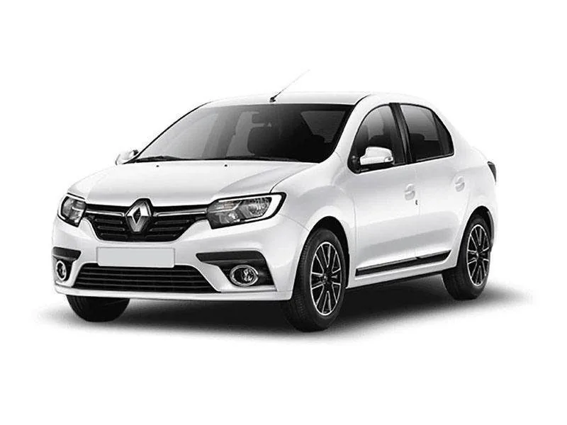 İzmir My Rent A Car filosunda yer alan beyaz Renault Symbol ekonomik kiralık sedan araç modeli.