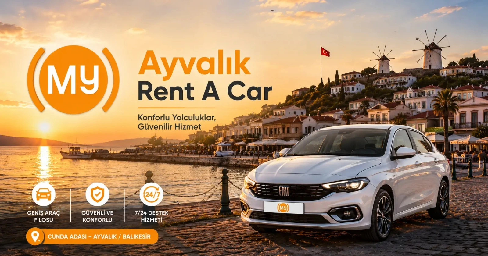 Ayvalık Rent A Car hizmeti ile Cunda, Sarımsaklı ve çevre sahil rotalarında araç kiralama