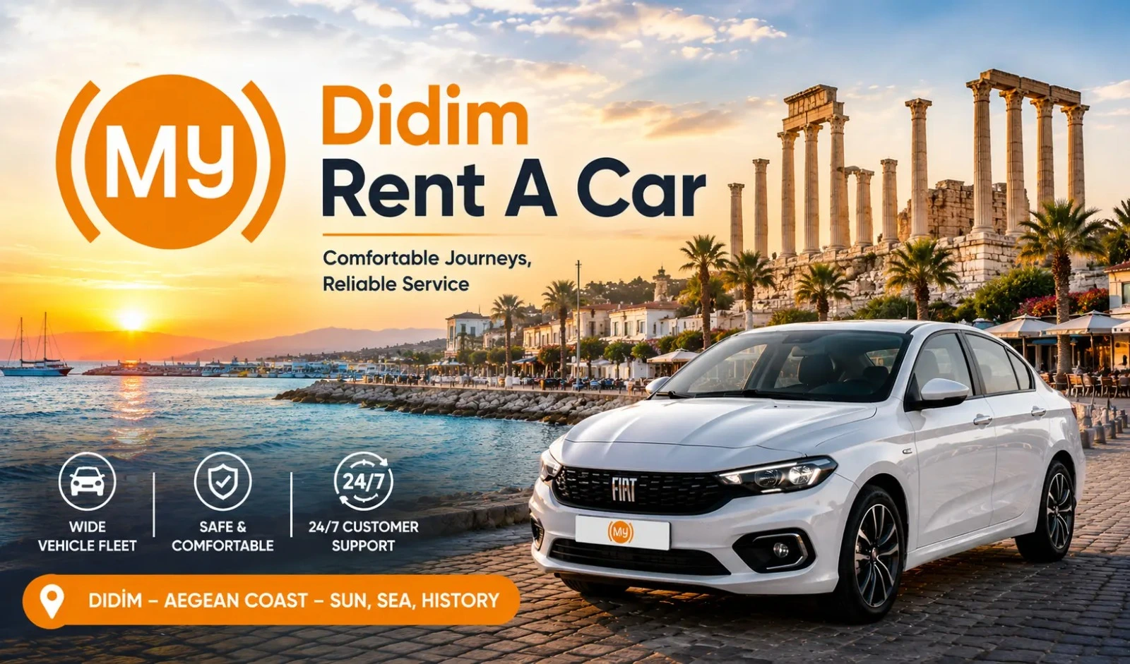 Didim Rent A Car hizmeti ile Altınkum, Akbük ve marina çevresinde araç kiralama