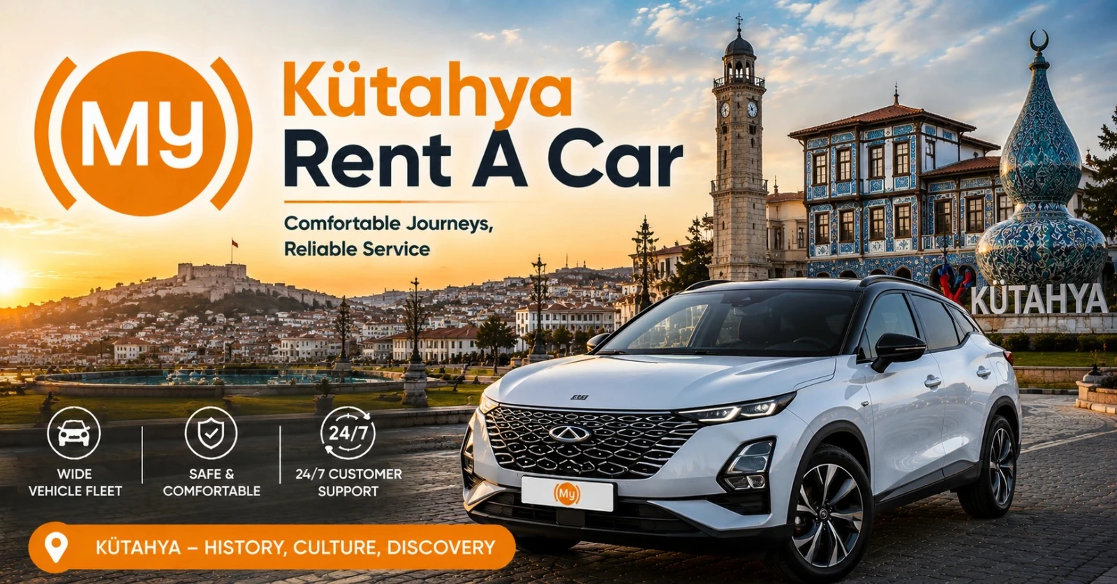 Kütahya Rent A Car hizmetiyle Evliya Çelebi Yerleşkesi ve OSB çevresinde araç kiralama
