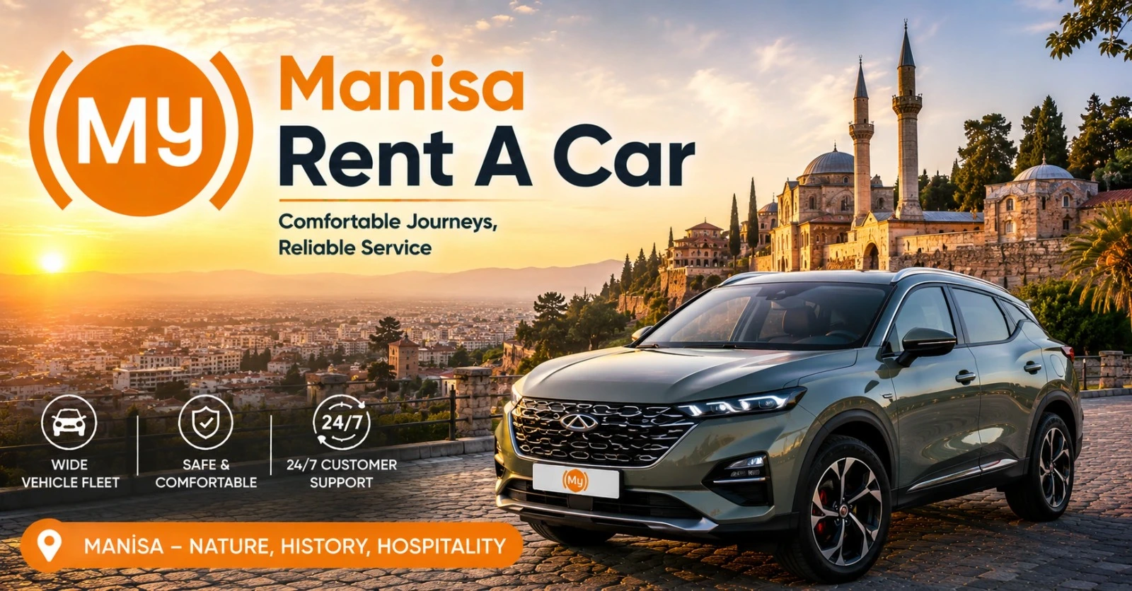 Manisa Rent A Car hizmetiyle Şehzadeler, Yunusemre, Manisa Celal Bayar Üniversitesi ve OSB çevresinde araç kiralama