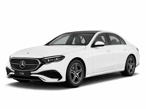 İzmir My Rent A Car filosundaki Mercedes E180 AMG kiralık lüks sedan aracın dış görünümü.