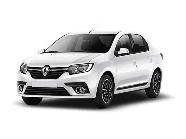 İzmir My Rent A Car filosundaki beyaz, manuel ve benzinli Renault Symbol kiralık sedan araç